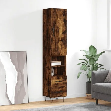 Aparador de madera contrachapada roble ahumado 34,5x34x180 cm | Foru.es | Tu tienda online para hogar, jardín y más Foro24.es