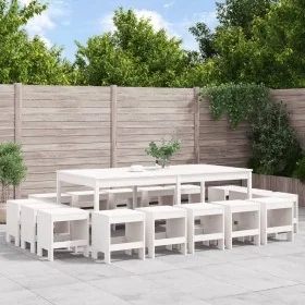 Juego de comedor de jardín 17 piezas madera