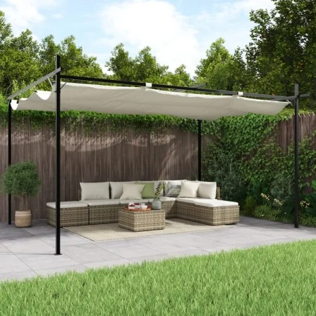 Pérgola con cubierta retráctil color crema 395x292x230 cm de , Carpas y cenadores - Ref: Foro24-360117, Precio: 305,16 €, Des...