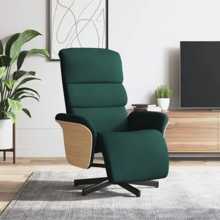 Sillón reclinable con reposapiés tela verde oscuro | Foru.es | Tu tienda online para hogar, jardín y más Foro24.es