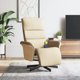 Sillón reclinable con reposapiés tela color crema
