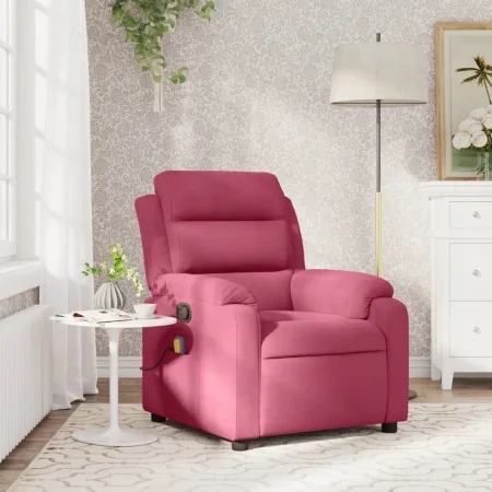 Sillón de masaje reclinable de terciopelo vino tinto | Foru.es | Tu tienda online para hogar, jardín y más Foro24.es