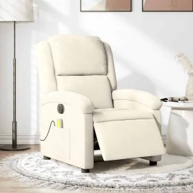Sillón reclinable de masaje eléctrico terciopelo color crema de , Sillones - Ref: Foro24-3204298, Precio: 302,08 €, Descuento...