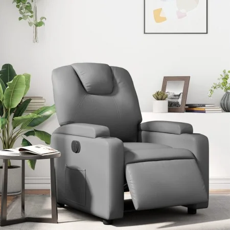 Sillón reclinable eléctrico de cuero sintético gris | Foru.es | Tu tienda online para hogar, jardín y más Foro24.es