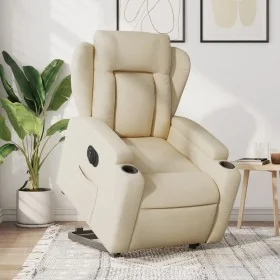 Sillón eléctrico reclinable elevable de tela color crema de , Sillones - Ref: Foro24-3204515, Precio: 345,76 €, Descuento: -5%%