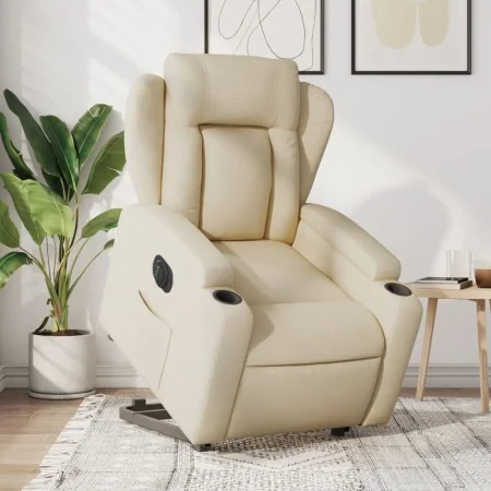 Sillón eléctrico reclinable elevable de tela color crema de , Sillones - Ref: Foro24-3204515, Precio: 345,76 €, Descuento: -5%%