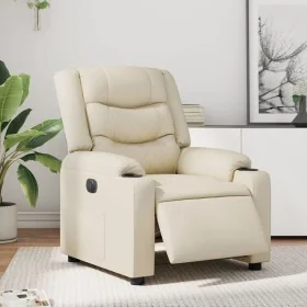Sillón reclinable eléctrico de cuero sintético crema de , Sillones - Ref: Foro24-3206544, Precio: 303,36 €, Descuento: -5%%