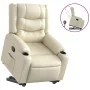 Sillón reclinable elevable cuero artificial color crema de , Sillones - Ref: Foro24-3206552, Precio: 335,71 €, Descuento: -5%%