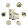 Sillón reclinable elevable cuero artificial color crema de , Sillones - Ref: Foro24-3206552, Precio: 335,71 €, Descuento: -5%%