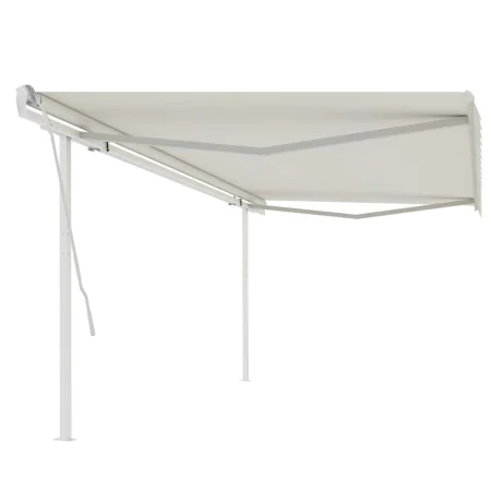 Toldo retráctil manual con postes crema 5x3,5 m de vidaXL, Toldos - Ref: Foro24-3070057, Precio: 497,35 €, Descuento: %
