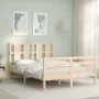 Bed frame with solid wood headboard 140x200 cm by vidaXL, Beds and slatted bases - Ref: Foro24-3194116, Price: 126,03 €, Disc...