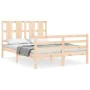 Bed frame with solid wood headboard 140x200 cm by vidaXL, Beds and slatted bases - Ref: Foro24-3194116, Price: 126,03 €, Disc...