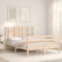 Bed frame with solid wood headboard 140x200 cm by vidaXL, Beds and slatted bases - Ref: Foro24-3194116, Price: 126,03 €, Disc...
