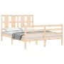 Bed frame with solid wood headboard 140x200 cm by vidaXL, Beds and slatted bases - Ref: Foro24-3194116, Price: 126,03 €, Disc...