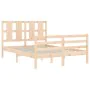 Bed frame with solid wood headboard 140x200 cm by vidaXL, Beds and slatted bases - Ref: Foro24-3194116, Price: 126,03 €, Disc...