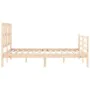 Bed frame with solid wood headboard 140x200 cm by vidaXL, Beds and slatted bases - Ref: Foro24-3194116, Price: 126,03 €, Disc...