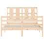 Bed frame with solid wood headboard 140x200 cm by vidaXL, Beds and slatted bases - Ref: Foro24-3194116, Price: 126,03 €, Disc...