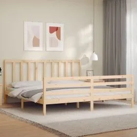 Estructura de cama con cabecero madera maciza 200x200 cm de vidaXL, Camas y somieres - Ref: Foro24-3193876, Precio: 137,90 €,...