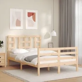 Estructura de cama con cabecero madera maciza 120x200 cm de vidaXL, Camas y somieres - Ref: Foro24-3193916, Precio: 112,20 €,...