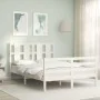 White solid wood bed frame with headboard 140x200 cm by vidaXL, Beds and slatted bases - Ref: Foro24-3194117, Price: 136,81 €...