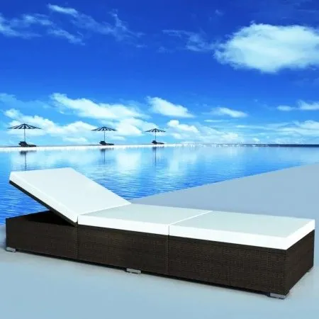 Tumbona con cojín ratán sintético marrón de vidaXL, Tumbonas - Ref: Foro24-44403, Precio: 134,85 €, Descuento: %