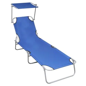 Tumbona plegable con toldo aluminio azul de vidaXL, Tumbonas - Ref: Foro24-47769, Precio: 59,92 €, Descuento: %
