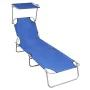 Tumbona plegable con toldo aluminio azul de vidaXL, Tumbonas - Ref: Foro24-47769, Precio: 59,92 €, Descuento: %