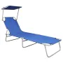 Tumbona plegable con toldo aluminio azul de vidaXL, Tumbonas - Ref: Foro24-47769, Precio: 59,92 €, Descuento: %