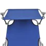 Tumbona plegable con toldo aluminio azul de vidaXL, Tumbonas - Ref: Foro24-47769, Precio: 59,92 €, Descuento: %