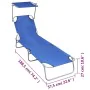 Tumbona plegable con toldo aluminio azul de vidaXL, Tumbonas - Ref: Foro24-47769, Precio: 59,92 €, Descuento: %