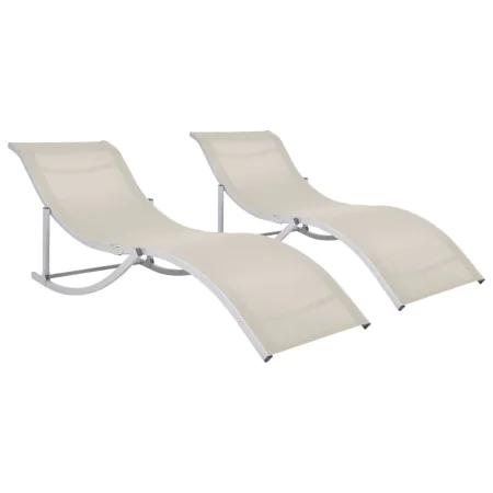 Tumbonas plegables 2 unidades textilene color crema de vidaXL, Tumbonas - Ref: Foro24-47785, Precio: 235,95 €, Descuento: %