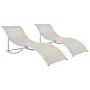 Tumbonas plegables 2 unidades textilene color crema de vidaXL, Tumbonas - Ref: Foro24-47785, Precio: 235,95 €, Descuento: %