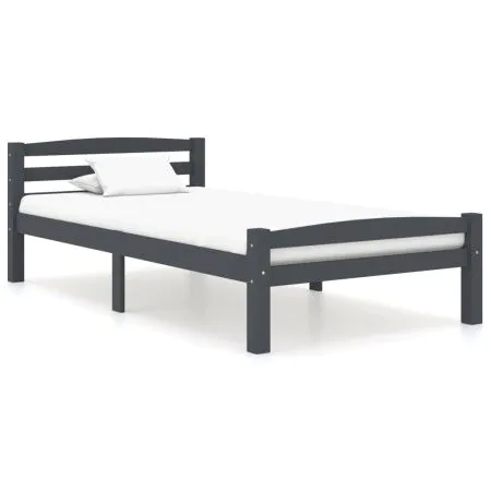 Estructura de cama madera maciza pino gris oscuro 100x200 cm de vidaXL, Camas y somieres - Ref: Foro24-322090, Precio: 119,50...