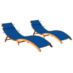Tumbonas 2 unidades con cojines madera maciza de acacia de vidaXL, Tumbonas - Ref: Foro24-3077371, Precio: 340,43 €, Descuent...