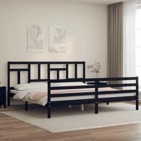 Estructura de cama con cabecero madera maciza negro 200x200 cm de vidaXL, Camas y somieres - Ref: Foro24-3194985, Precio: 168...