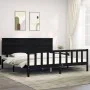 Bed frame with black solid wood headboard 200x200 cm by vidaXL, Beds and slatted bases - Ref: Foro24-3193425, Price: 217,88 €...