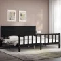 Bed frame with black solid wood headboard 200x200 cm by vidaXL, Beds and slatted bases - Ref: Foro24-3193425, Price: 217,88 €...