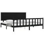 Bed frame with black solid wood headboard 200x200 cm by vidaXL, Beds and slatted bases - Ref: Foro24-3193425, Price: 217,88 €...