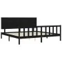 Bed frame with black solid wood headboard 200x200 cm by vidaXL, Beds and slatted bases - Ref: Foro24-3193425, Price: 217,88 €...