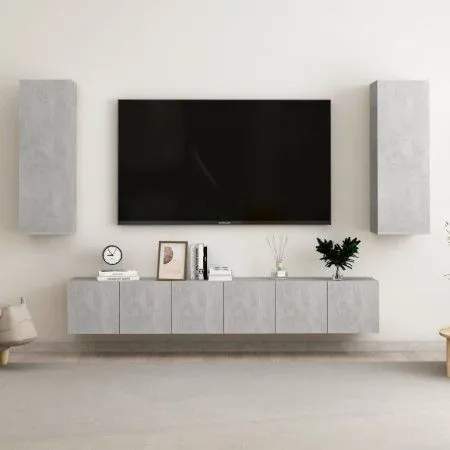 Juego de muebles de salón 5 piezas gris hormigón de vidaXL, Muebles TV - Ref: Foro24-3079063, Precio: 174,11 €, Descuento: %