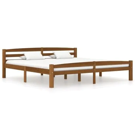 Estructura de cama madera maciza pino marrón miel 200x200 cm de vidaXL, Camas y somieres - Ref: Foro24-322081, Precio: 114,35...