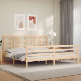 Estructura de cama con cabecero madera maciza 200x200 cm de vidaXL, Camas y somieres - Ref: Foro24-3193941, Precio: 142,33 €,...