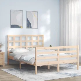 Estructura de cama con cabecero madera maciza 120x200 cm de vidaXL, Camas y somieres - Ref: Foro24-3193981, Precio: 110,88 €,...