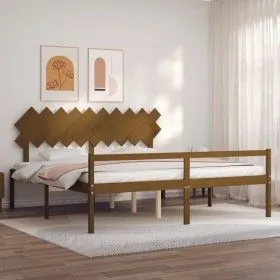 Seniorenbett mit honigbraunem Holzkopfteil 200x200 cm von vidaXL, Betten und Lattenroste - Ref: Foro24-3195569, Preis: 182,79...