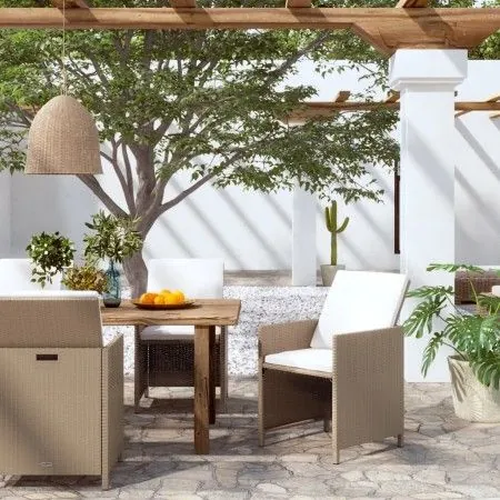 Sillas de jardín con cojines 4 unidades ratán sintético beige de vidaXL, Sillas de jardín - Ref: Foro24-316777, Precio: 223,8...