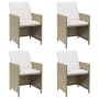 Sillas de jardín con cojines 4 unidades ratán sintético beige de vidaXL, Sillas de jardín - Ref: Foro24-316777, Precio: 223,8...