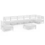 Juego de muebles de jardín 8 piezas madera maciza pino blanco de vidaXL, Conjuntos de jardín - Ref: Foro24-3082743, Precio: 3...