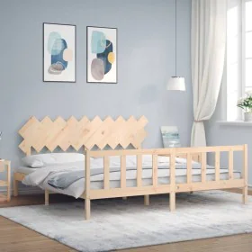 Estructura de cama con cabecero madera maciza 200x200 cm de vidaXL, Camas y somieres - Ref: Foro24-3193486, Precio: 145,47 €,...