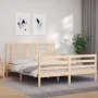 Bed frame with solid wood headboard 160x200 cm by vidaXL, Beds and slatted bases - Ref: Foro24-3194711, Price: 135,56 €, Disc...