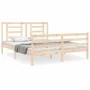 Bed frame with solid wood headboard 160x200 cm by vidaXL, Beds and slatted bases - Ref: Foro24-3194711, Price: 135,56 €, Disc...